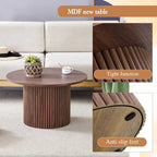 Modern Round Coffee Table with Cylindrical Legs - Velcro Concealed Storage, 27.5" Wooden Top, Living Room Center Table, MDF & Metal