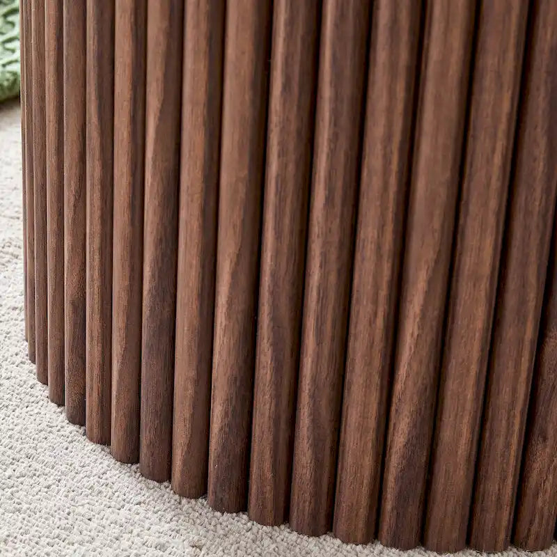 Modern Round Coffee Table with Cylindrical Legs - Velcro Concealed Storage, 27.5" Wooden Top, Living Room Center Table, MDF & Metal