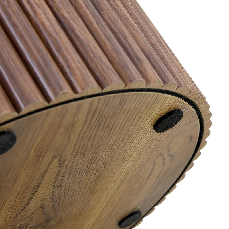 Modern Round Coffee Table with Cylindrical Legs - Velcro Concealed Storage, 27.5" Wooden Top, Living Room Center Table, MDF & Metal