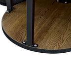 Modern Round Coffee Table with Cylindrical Legs - Velcro Concealed Storage, 27.5" Wooden Top, Living Room Center Table, MDF & Metal