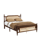 Queen Platform Bed with Rattan Headboard & Under-Bed Storage