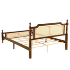 Queen Platform Bed with Rattan Headboard & Under-Bed Storage