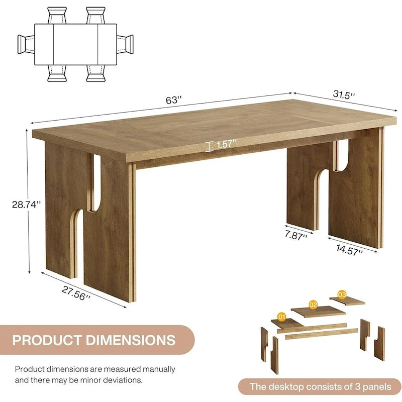 5 ft Conference Table for Meeting Room - Light Brown MDF Top, 350 lb Capacity, Seats 4-6, Modern Leg Design, Easy Assembly