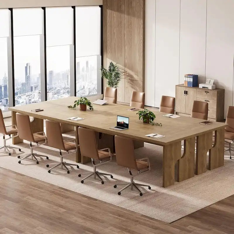 5 ft Conference Table for Meeting Room - Light Brown MDF Top, 350 lb Capacity, Seats 4-6, Modern Leg Design, Easy Assembly
