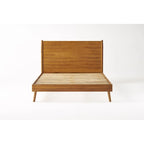 Natural King Size Modern Style Acacia Wood Platform Bed with Iconic Splayed Legs for Bedroom