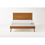 King Size Modern Platform Bed with Splayed Legs - Solid Acacia Wood, Natural Finish, Mid-Century Design, No Box Spring Needed