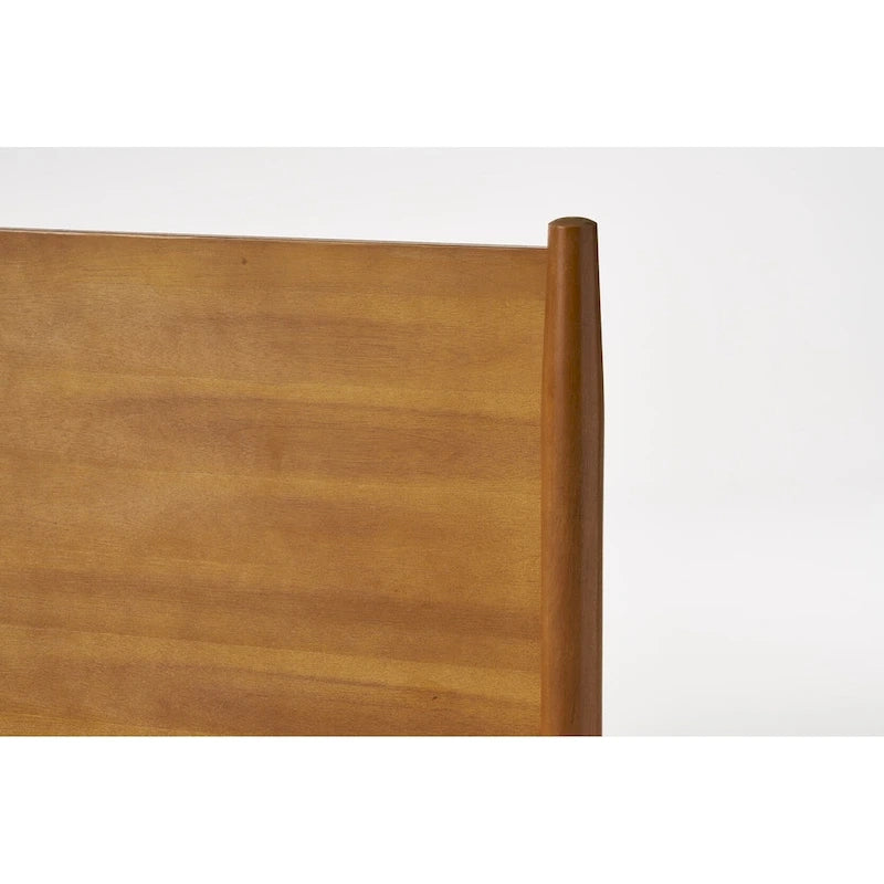 King Size Modern Platform Bed with Splayed Legs - Solid Acacia Wood, Natural Finish, Mid-Century Design, No Box Spring Needed