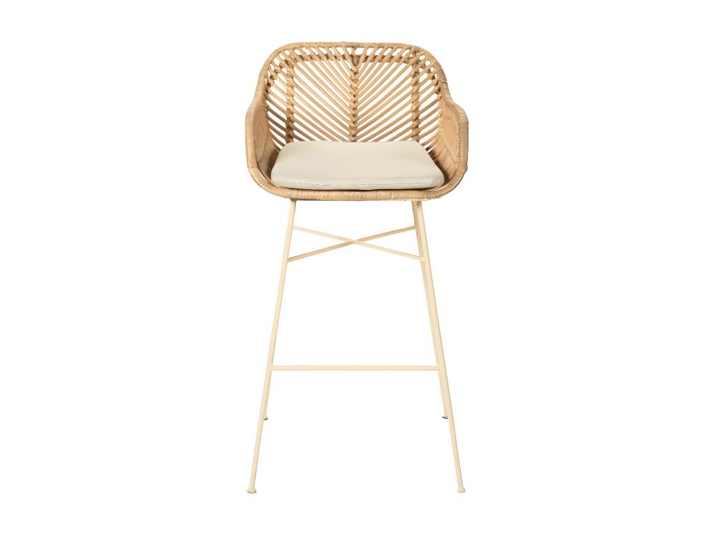 Bohometop - Set of 2 rattan bar stools with beige legs, 68cm high - Natural 00745ZNSM
