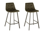 Set of 2 peach-skin velvet and metal bar stools - Bohometop 88818IICB