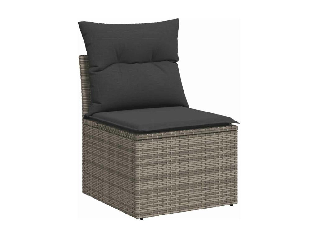 Garden furniture set with cushions, 10 pieces, grey woven resin, 65197NJAT