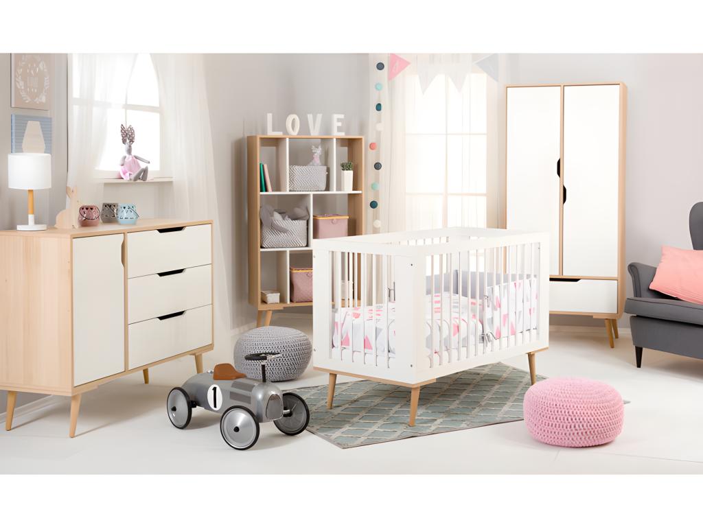 Nidchicshop Baby Cot and Wardrobe by Nidchicshop Beech and White 03539UNFO