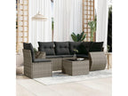 6-piece garden furniture set with grey resin wicker cushions 90464DERW