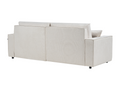 Right-hand corner sofa bed with upholstered backrest in beige polyester fabric, Nidchicshop 82151FBLW