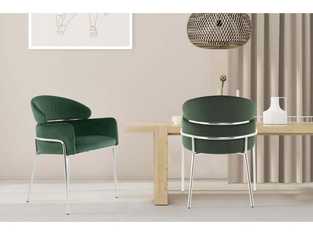 Bohometop Green/Silver Velvet Designer Chair 30540DZYS