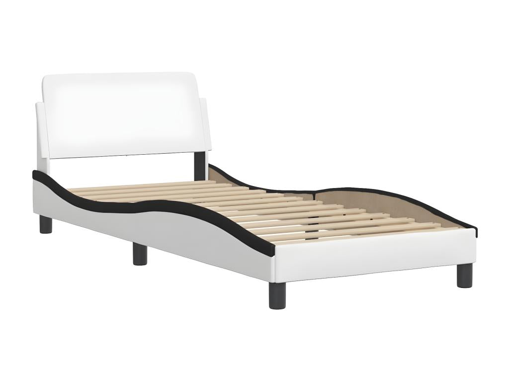 Bed with black and white mattress 90x190 cm faux leather 27911UKEN