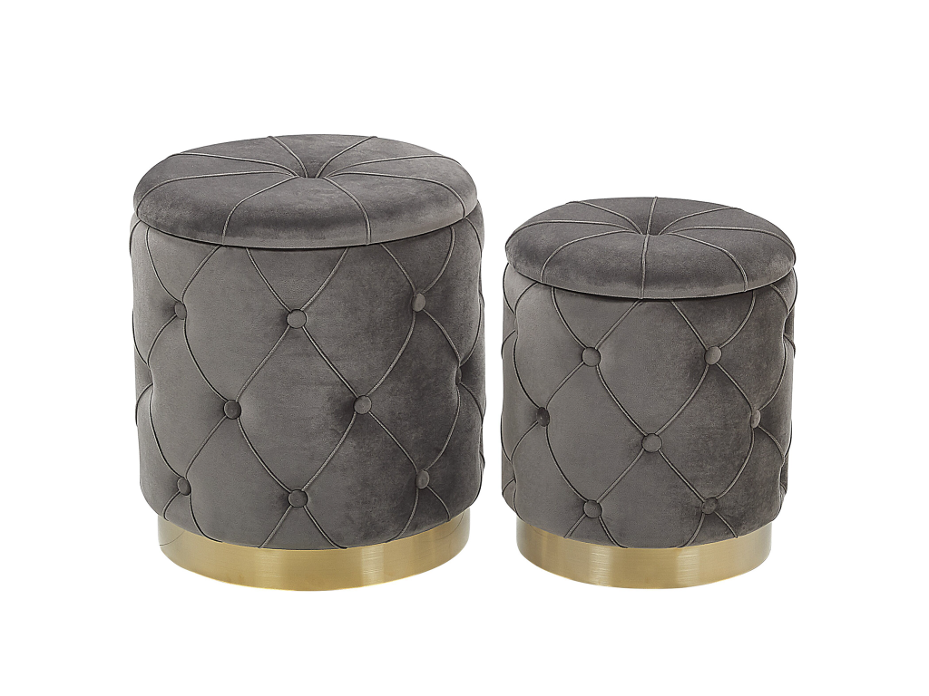 Set of 2 storage poufs Nidchicshop Set of 2 Velvet 40/33 cm 40/33 cm Grey 77606YEFB