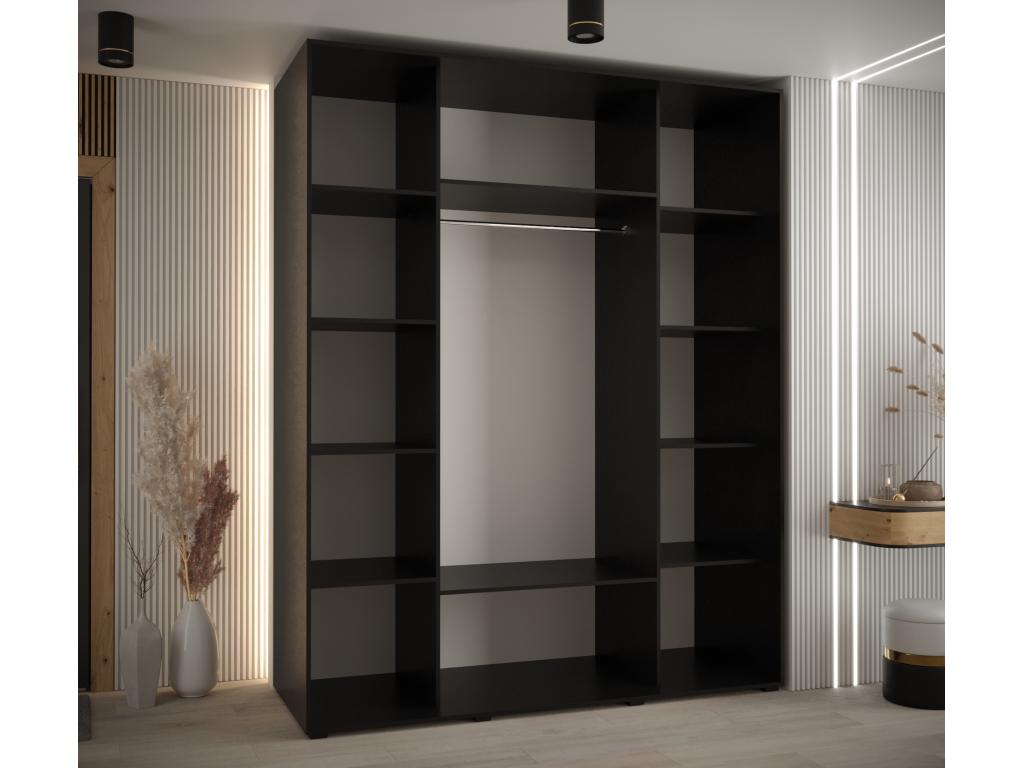 Homelumiere 2 Sliding Door Wardrobe 205.2/200/60 3 Doors Black/Homelumiere