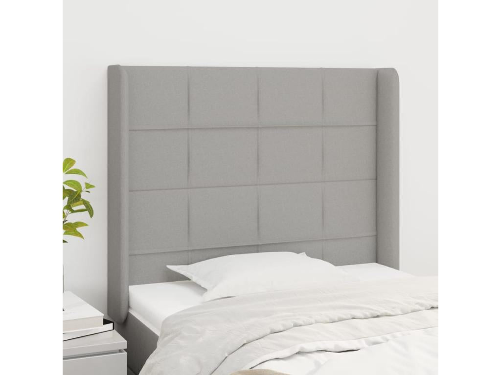 Headboard with wings, light grey, 103x16x118/128 cm, fabric, 07935LWWV