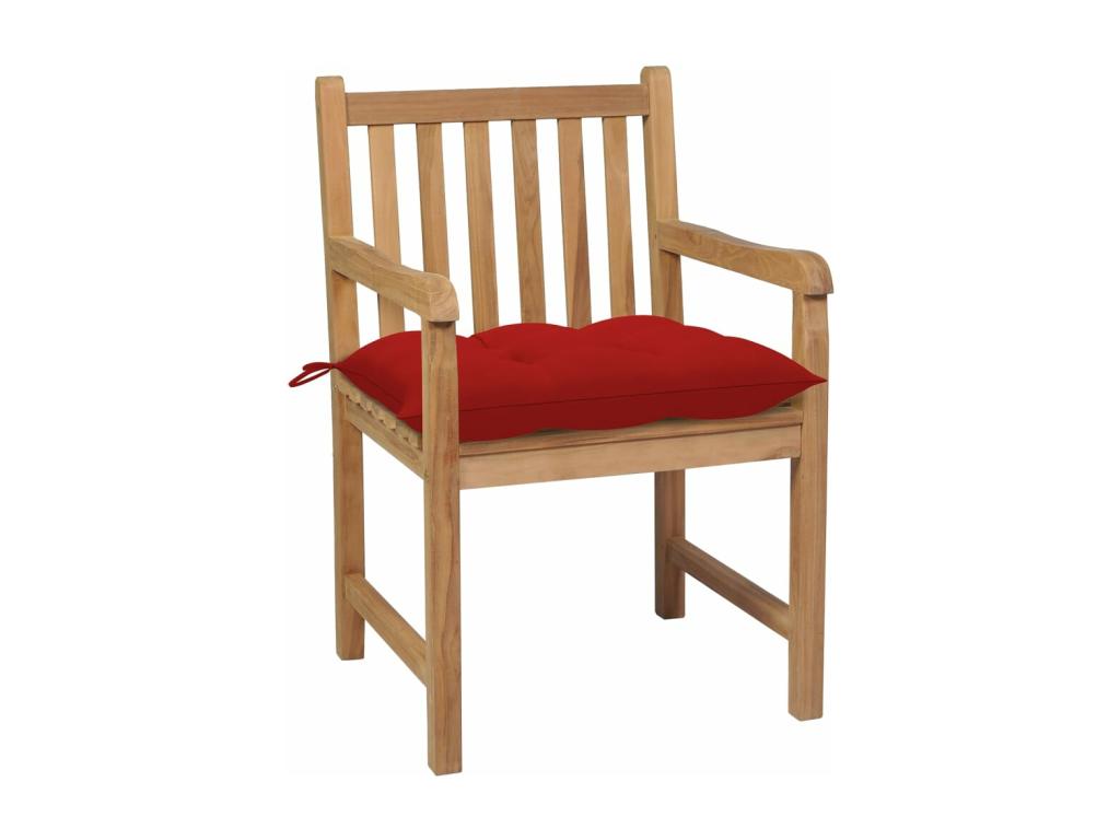 Set of 8 garden chairs with red cushions, solid teak wood, 74533LSLX
