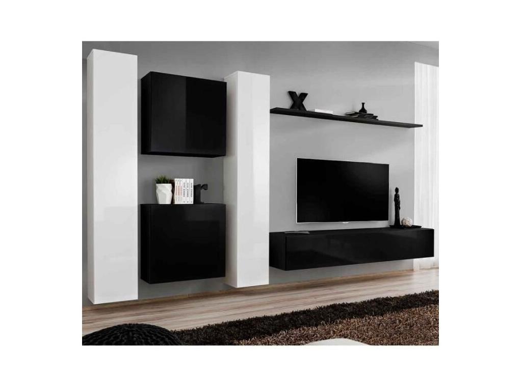 Nidchicshop designer living room furniture set in glossy black and white. 90896OIAZ