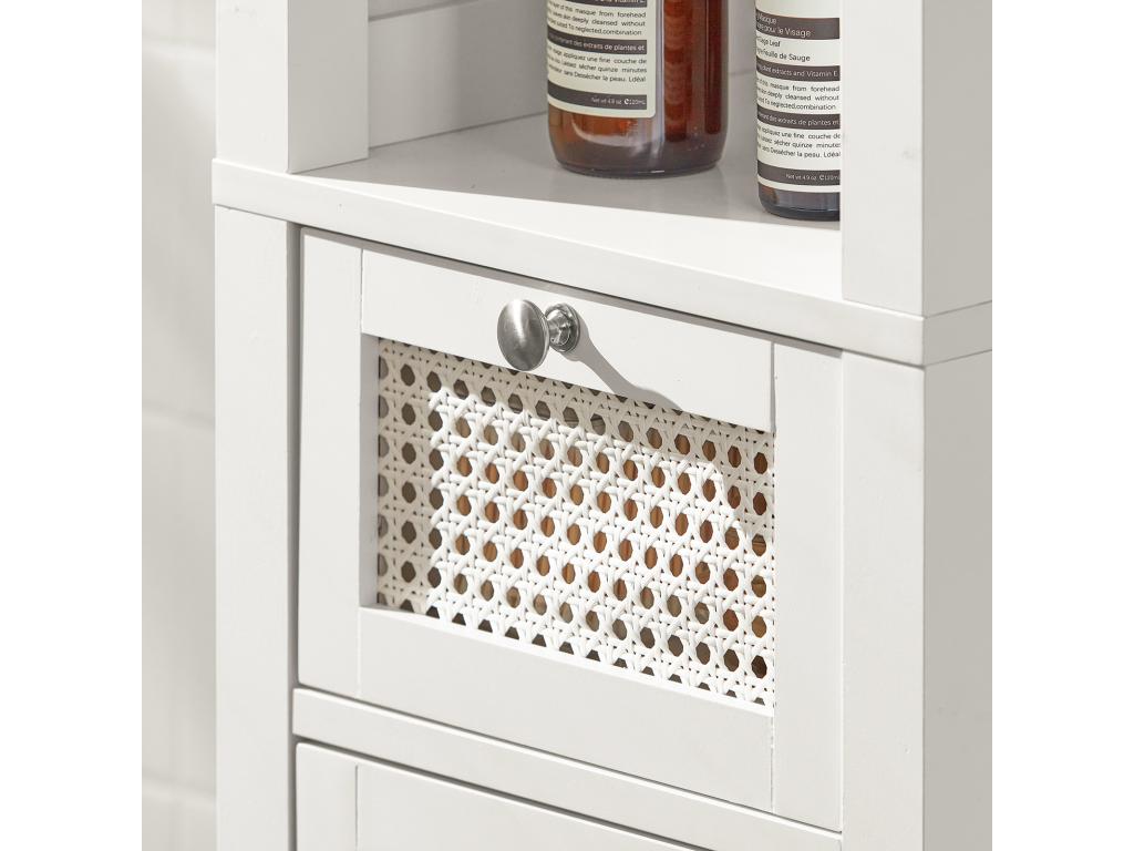 Bathroom Column Cabinet with 1 Door in Plywood Rattan, 1 Drawer and 3 Shelves BZr36-w 10538SXSW