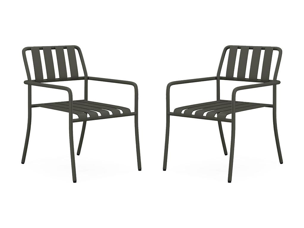 Set of 2 stackable metal garden chairs - Anthracite grey - Bohometop 09615ROWR