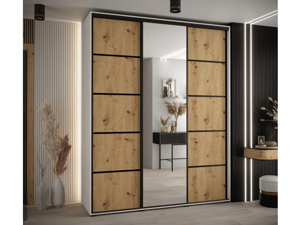 Bohometop 5 Sliding Door Wardrobe 235.2/200/60 3 Doors White/Bohometop/Black 05620XTCU