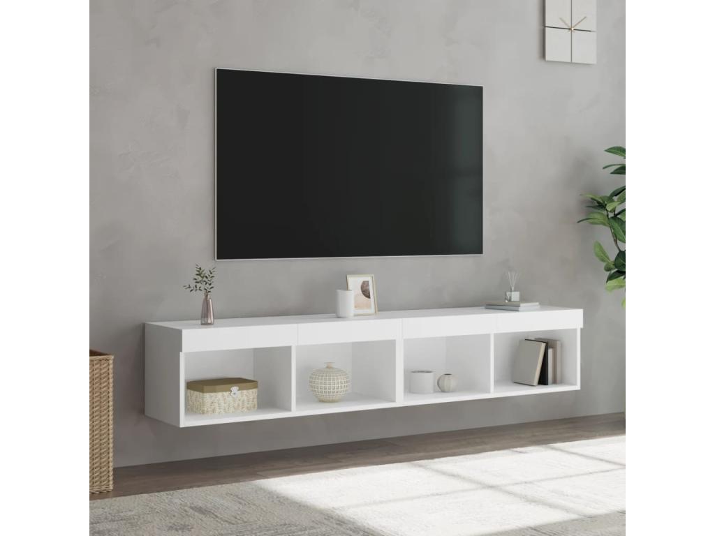 Bohometop TV stand with LED lights, 2 pieces, white, 80x30x30 cm, 74040NUDM