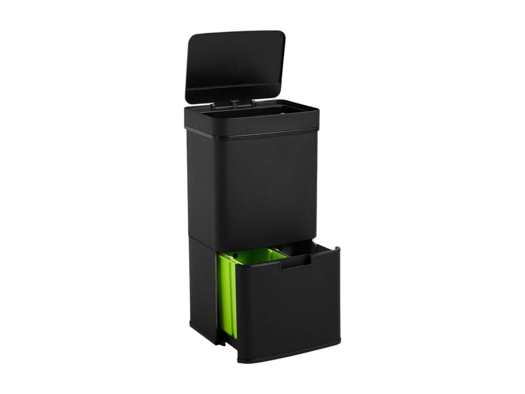 Bohometop 62L 37L 25L Recycling Bin with 2 Compartments, Automatic Opening with Sensor, Black Stainless Steel 64586BRIO