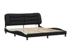 Bed frame with Bohometop LED, black and white, 180x200 cm, faux leather, 84330ZMWT