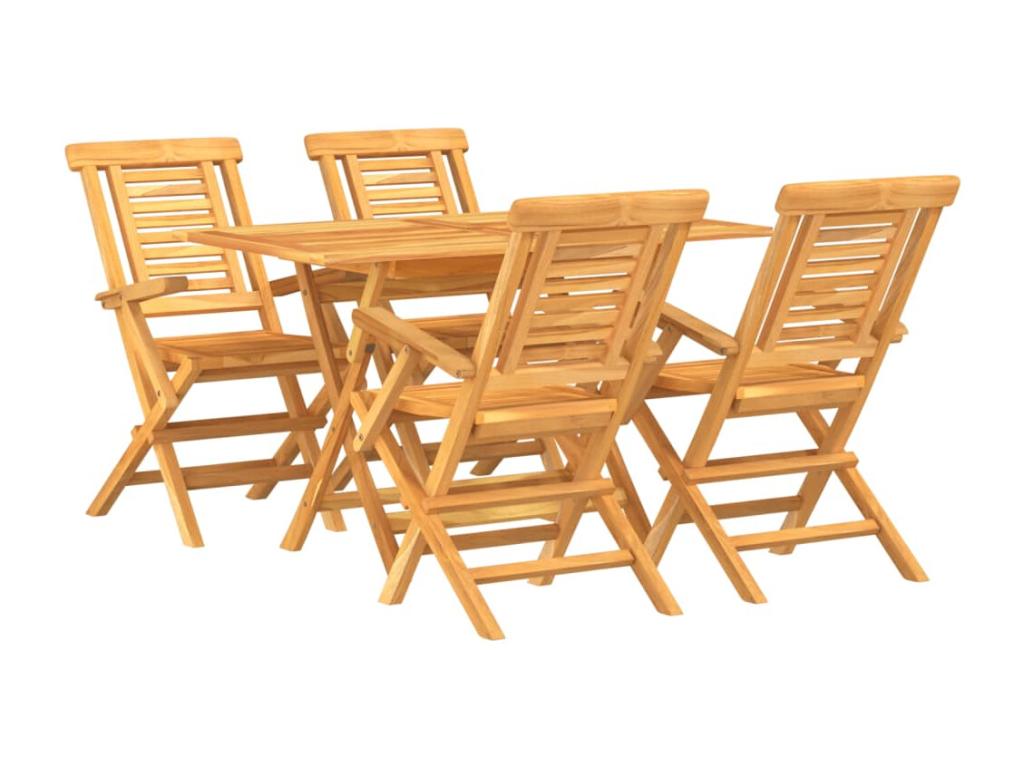 5-piece garden dining set, solid teak wood, 44849OSFN