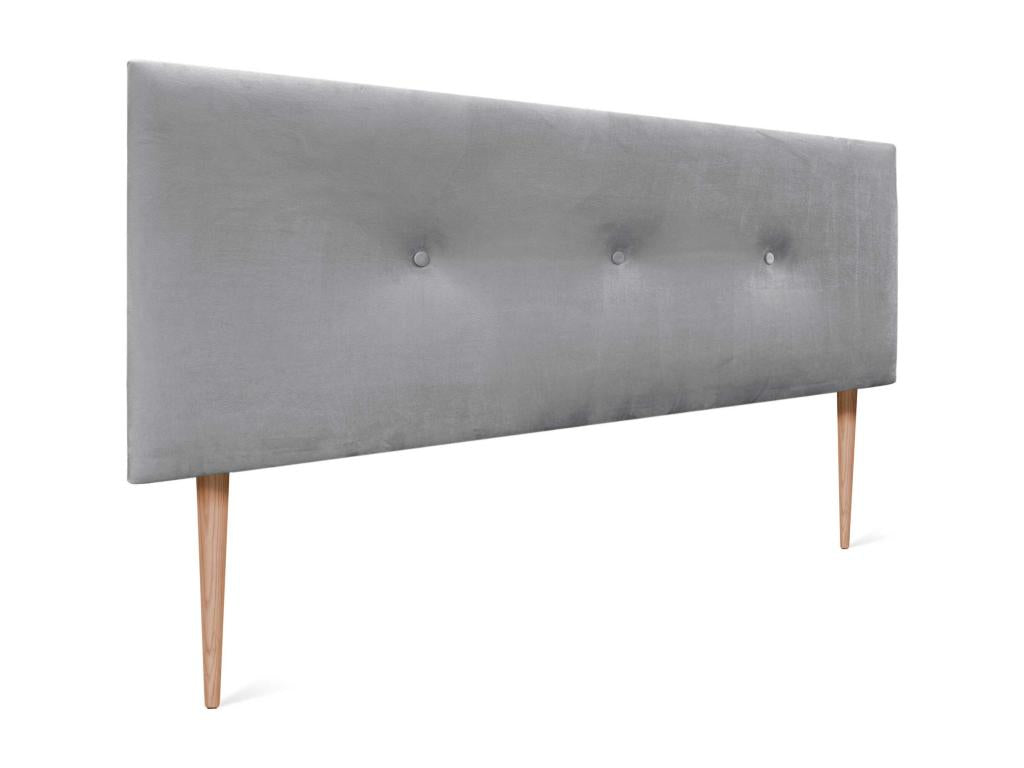 Nidchicshop Smooth Velvet Headboard with Buttons 135x115 with Bed Legs 120/135/140 - Light Grey 60106LAKJ