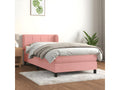 Upholstered bed base and mattress, Pink, 80x200 cm, Velvet, 54766MNRL