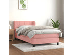 Upholstered bed base and mattress, Pink, 80x200 cm, Velvet, 54766MNRL