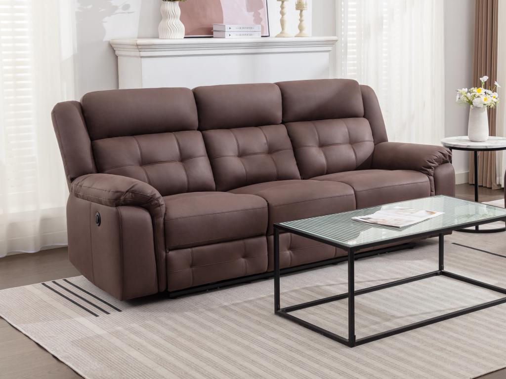 Nidchicshop 3-seater electric sofa in brown aged leather-look microfiber Nidchicshop 73852LPUH