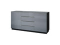 Bohometop 160cm sideboard with 2 doors and 4 drawers - Black and glossy grey. 35920HBPC