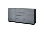 Bohometop 160cm sideboard with 2 doors and 4 drawers - Black and glossy grey. 35920HBPC