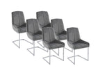 Set of 6 velvet and metal chairs - Grey - Nidchicshop 77985XOXF