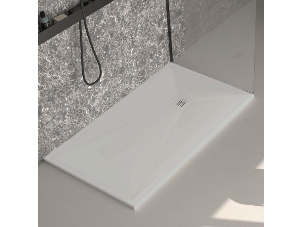 Bohometop smooth light grey shower tray with coloured grate - 160x90 cm 37928KZNK