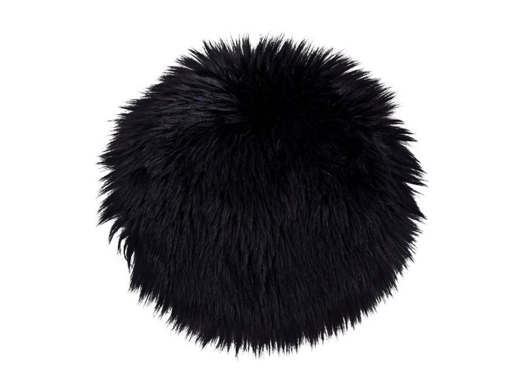 Black Lambskin Pouf 35x35x6.5 cm Bohometop 31339CXKR