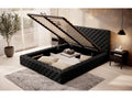 Designer bed with headboard and storage compartment in black faux leather, Nidchicshop - 3 sizes - 140x200 39474EHPN