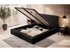 Designer bed with headboard and storage compartment in black faux leather, Nidchicshop - 3 sizes - 140x200 39474EHPN