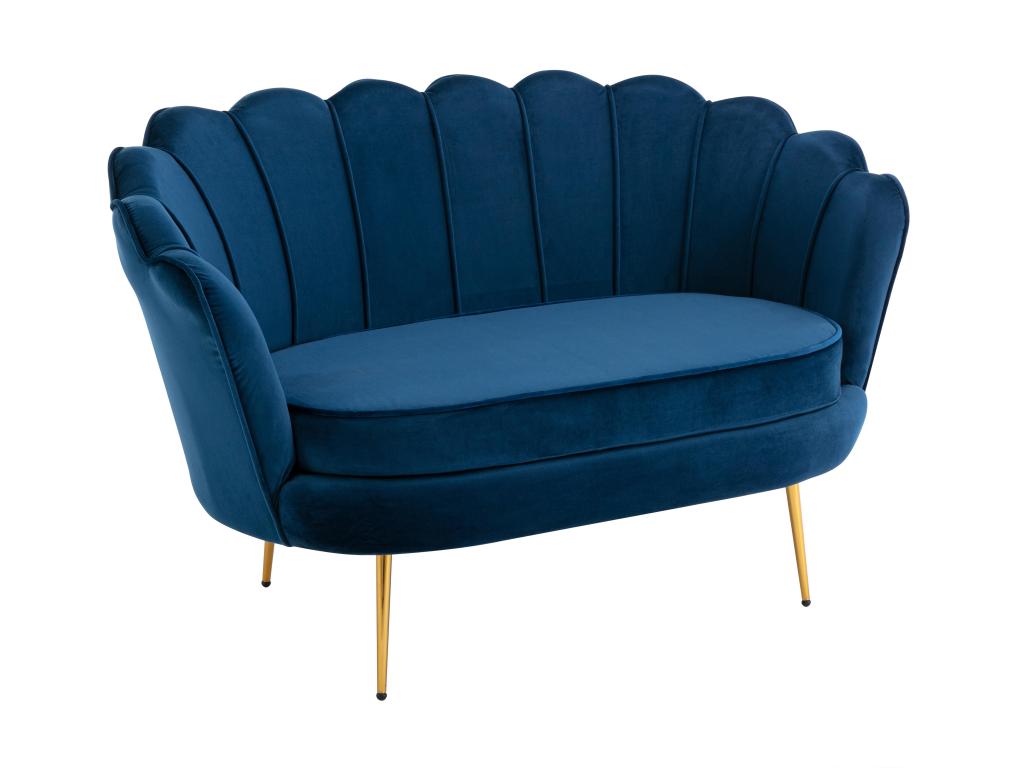 Bohometop 2-seater shell-shaped sofa in midnight blue velvet by Bohometop 10932KCVA