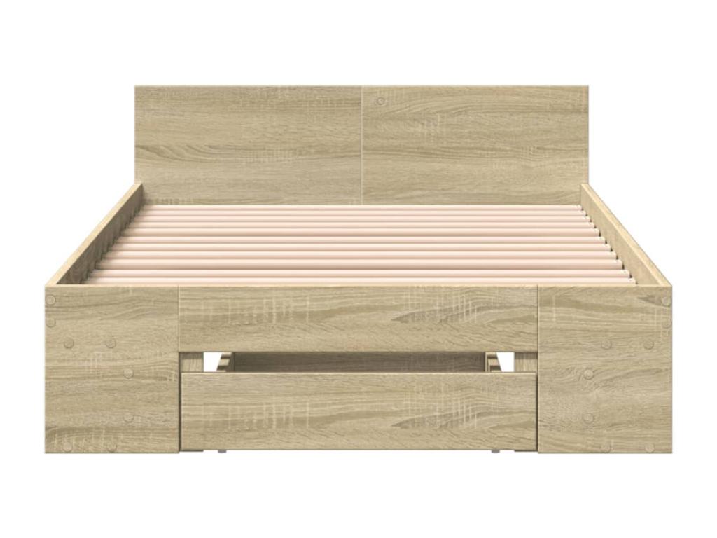Bohometop oak bed frame and drawer, 90x190cm, engineered wood, 10351QEFX
