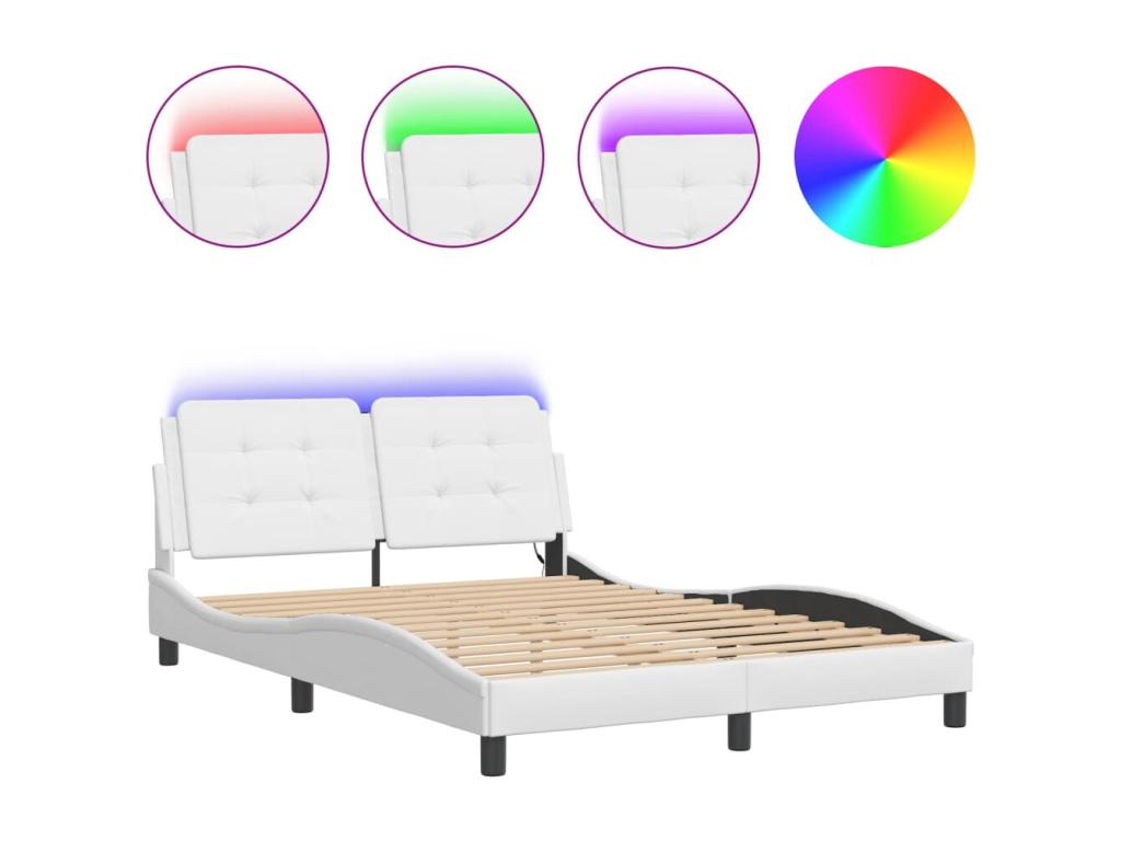 Bed frame with Nidchicshopères LED white 120x200 cm faux leather 65840UNAN