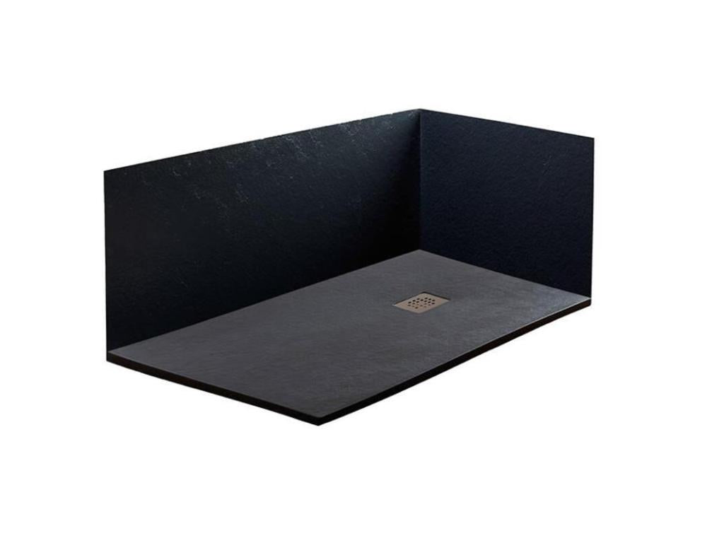 Bohometop Extra Slim Black Shower Tray 65x145 cm in Synthetic Resin and Marble Powder with Free Drain 83957YTOK