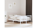 White bed frame without mattress, 140x190 cm, solid wood, 74472SKRO