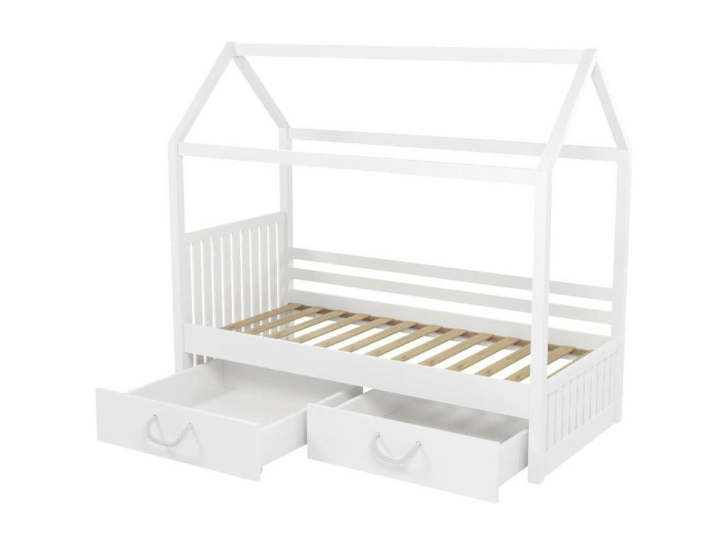 Bohometop 134 Unique White Bed 80x180 Wooden Slatted Base to Bohometop 87x190x172cm 32986CTQU