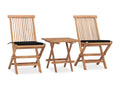 Folding outdoor dining set with cushions, 3 pieces, teak, 70765BGDZ