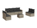 9-piece garden furniture set with light grey cushions, woven resin 18279EETI